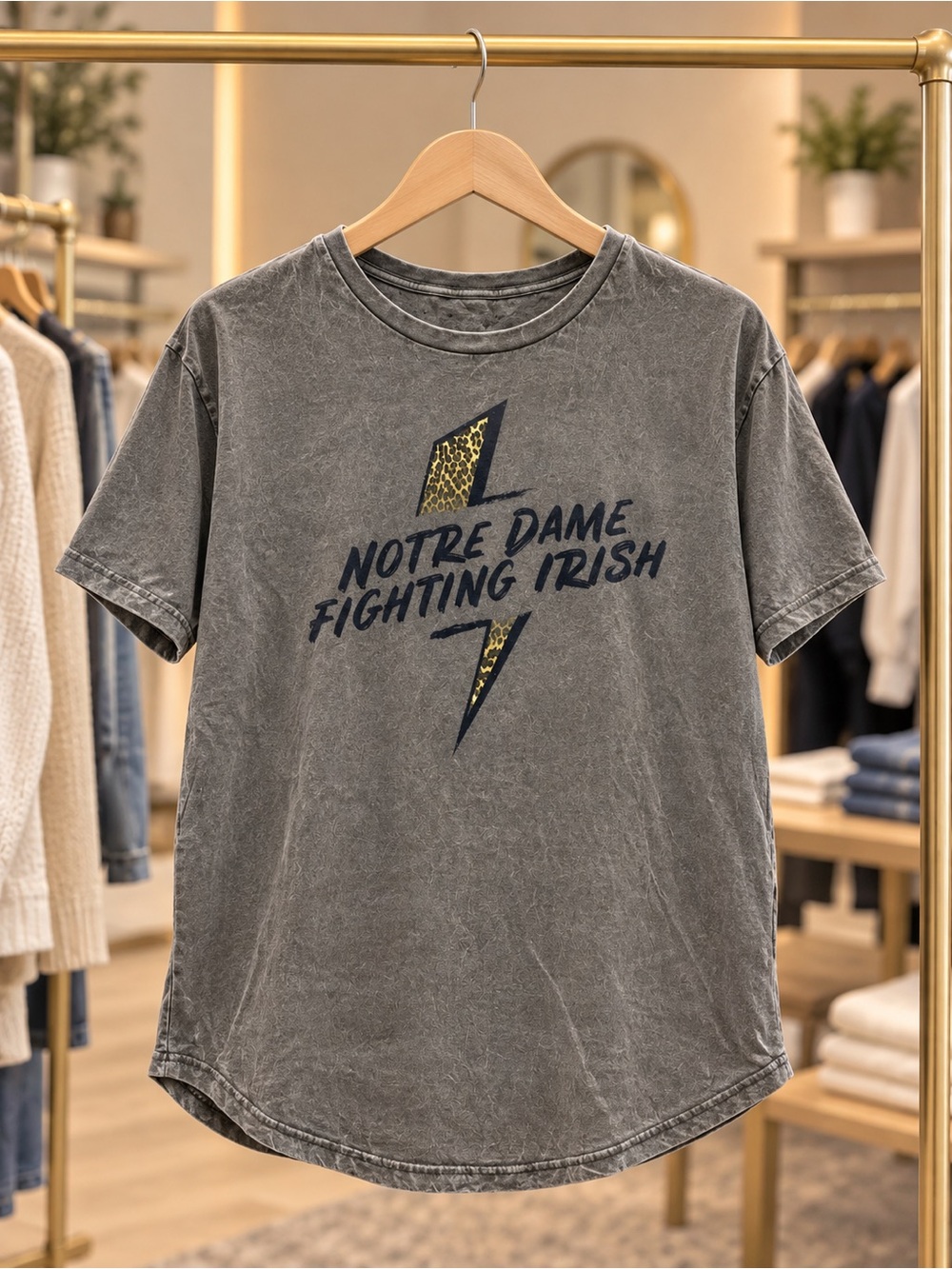 Pressbox Gray Notre Dame Fighting Irish Lightning Tee